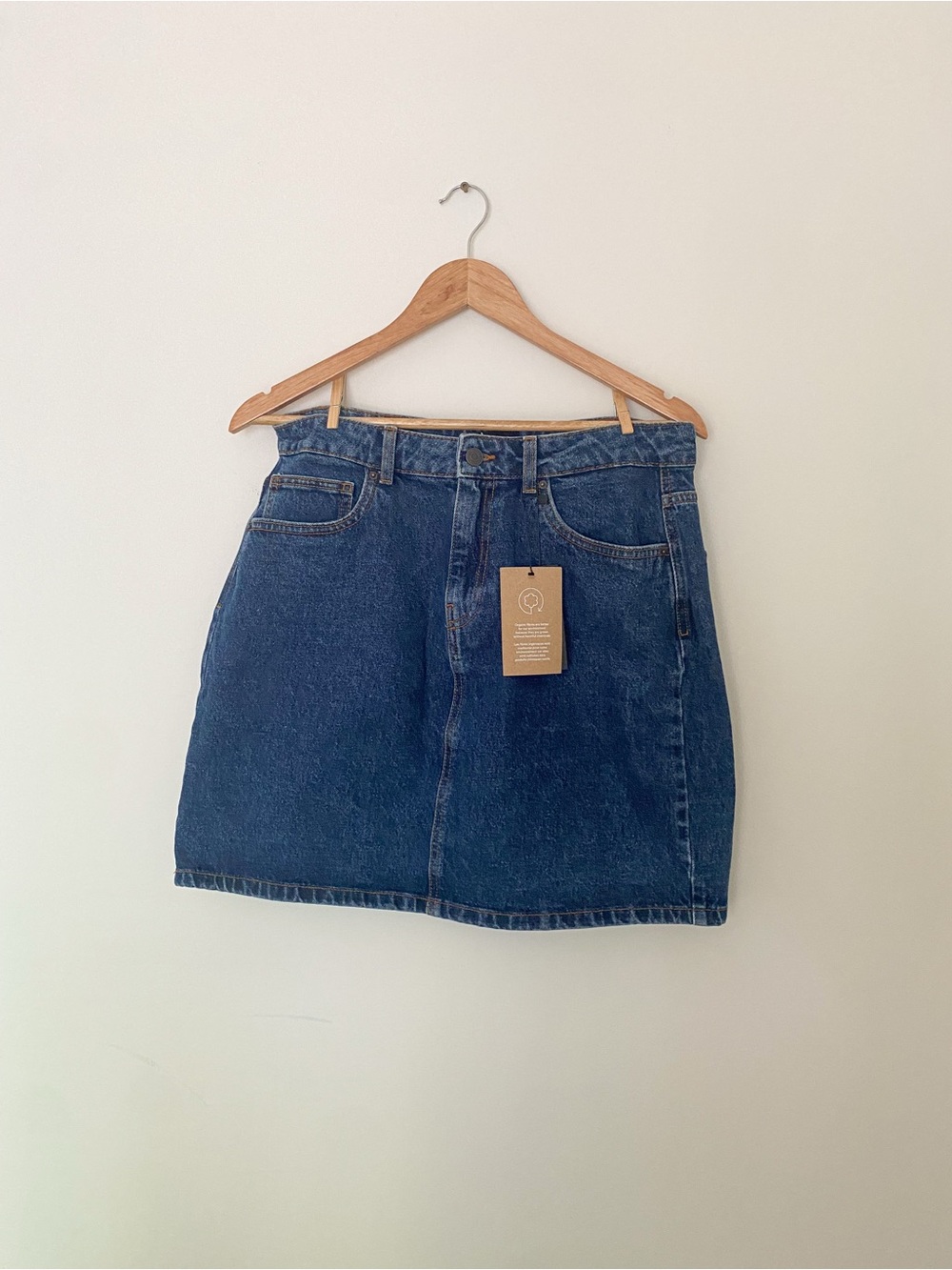 Dark Wash High Rise Denim Mini Skirt | Classic Capsule Minimalist Wardrobe - Picture 2 of 7